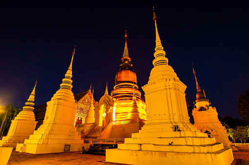 Suan Dok temple in the night, Thailand.