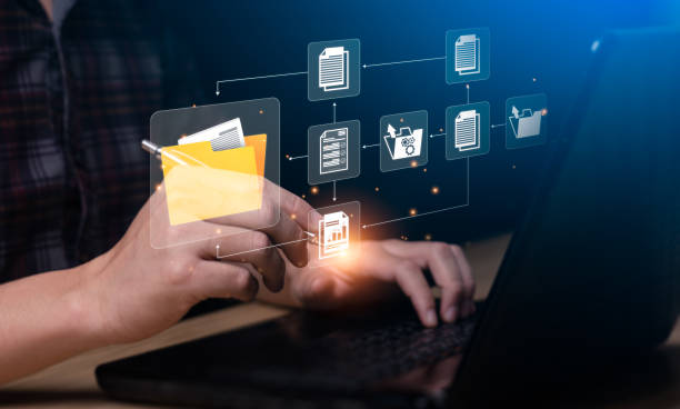 istock Document Management System concept. Enterprise content management, Digital asset management, Document imaging, Workflow, Records management, Online document file data software for efficient archiving. 1453002671
