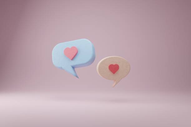 istock 3d Chat box with heart icon pop up on room background. Graphic rendering illustration design. 1453003631
