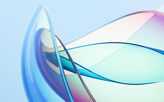 Gradient transparent curve glass, 3d rendering.