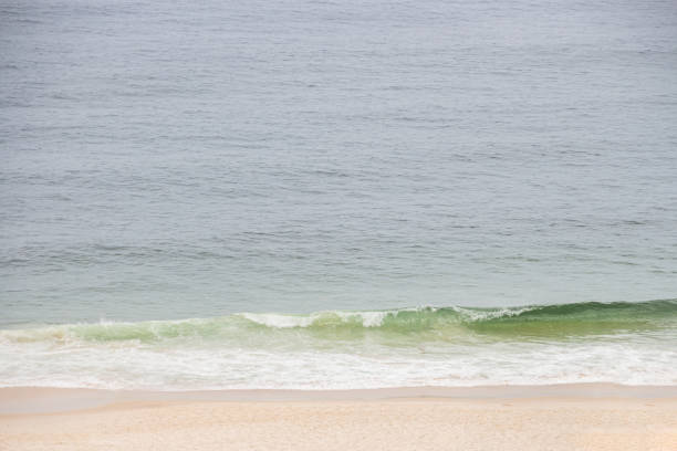 empty copacabana beach on a cloudy day in Rio de Janeiro.