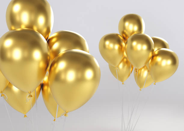 istock Golden balloons party background 1453007366