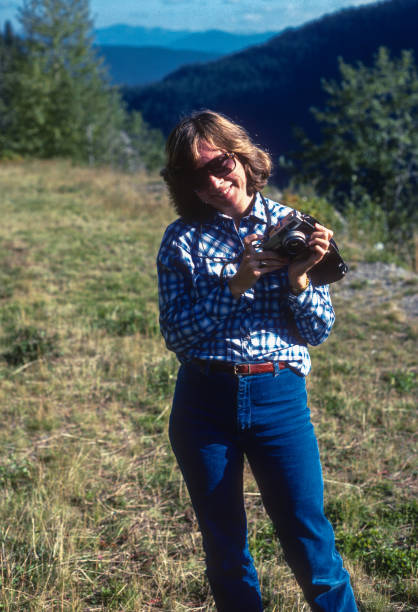 Mount Rainier National Park - Pausing for a Photo - 1983 stock photo