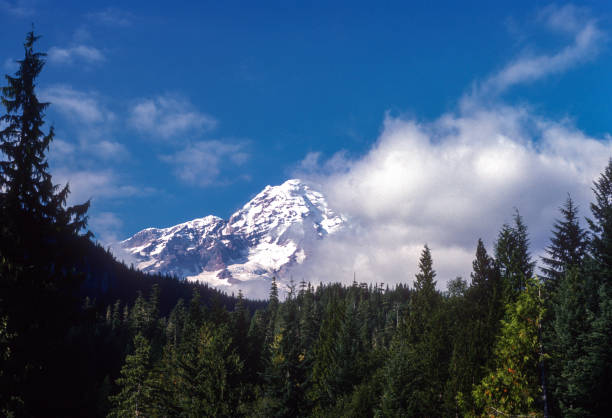 Mount Rainier National Park - Mt. Rainier & Blue Sky - 1983. Scanned from Kodachrome 25 slide.