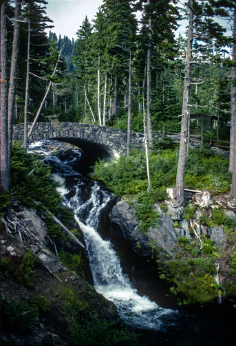 Mount Rainier National Park - Christine Falls Bridge - 1983. Scanned from Kodachrome 25 slide.