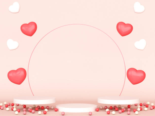 istock Valentine's Day podium abstract. scene with Valentine's object and pink background, 1453022912