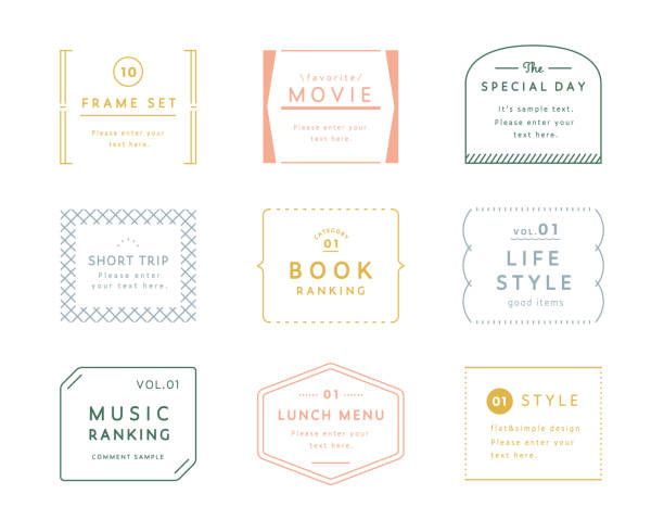 A set of simple line frames. A set of simple line frames.
Illustrations for titles and headline decorations.
Recommended for banners and advertisements. plain tags stock illustrations