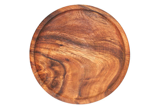 istock Isolate image of a round wooden plate isolated on white 1453026928