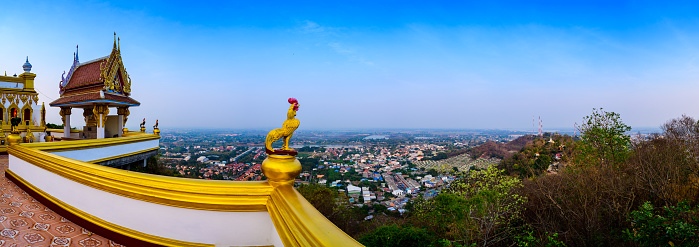 Khiriwong Temple Viewpoint with Nakhonsawan Cityscape, Nakhonsawan Province.