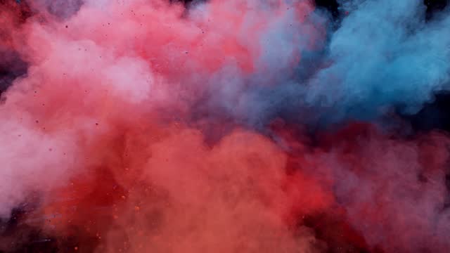 colorful powder particles exploded