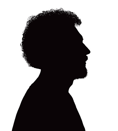 Silhouette illustration of one Serious Hipster Man