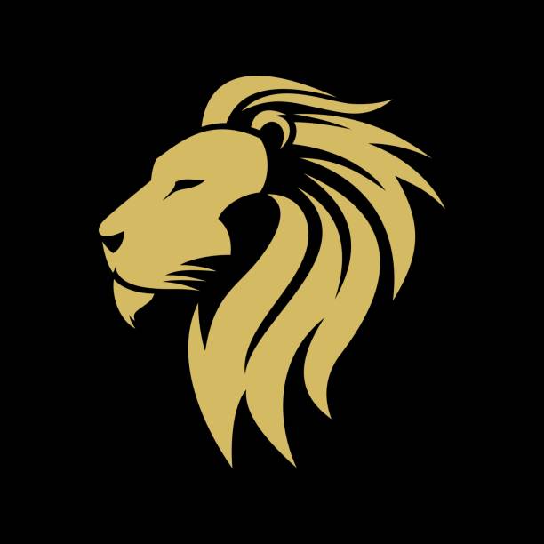 złote logo lwa - lion stock illustrations