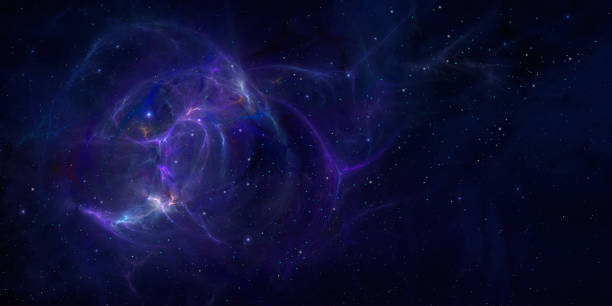 istock Space background. Colorful fractal blue and violet nebula with star field. 3D rendering 1453044993