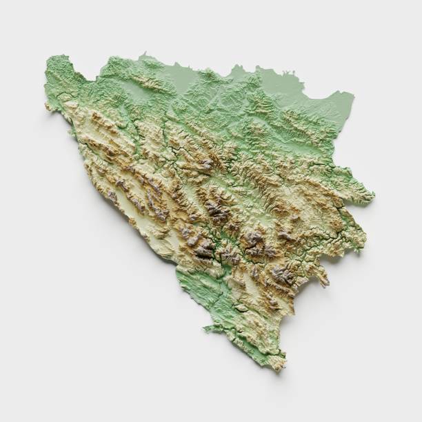 istock Bosnia and Herzegovina Topographic Relief Map - 3D Render 1453045010