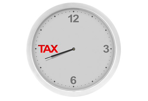 Clock countdown for taxes on the wall