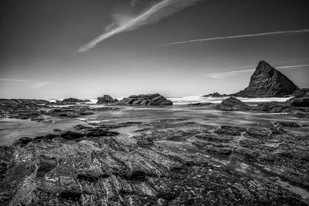 istock Beautiful view of a rocky coast with a sky background 1453046515