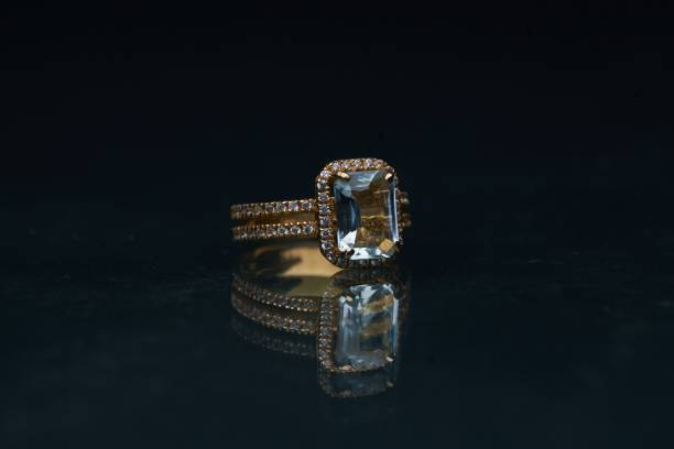 istock Closeup of an engagement ring on a mirrored surface 1453046518