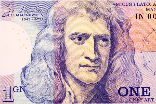 Isaac Newton a closeup portrait from money