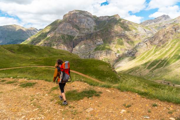 istock Young man in the mountain trekking with his son in the backpack 1453049912