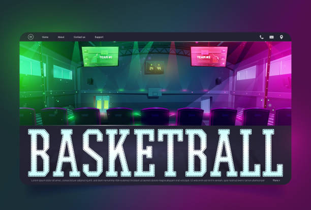 istock Basketball game tournament cartoon landing page 1453065866