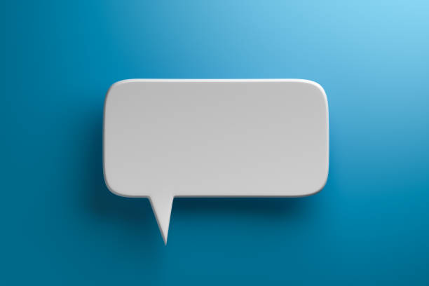 istock Social media notification icon, white speech bubble on blue background. 1453071362