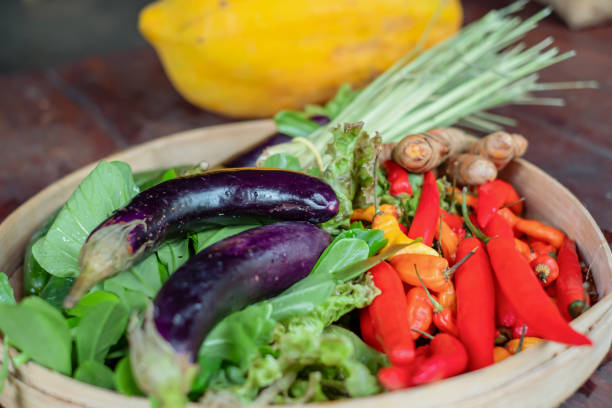 Close-up shot of freshly picked vegetables inside a tray.