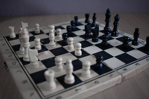 The beginning of the chess board game