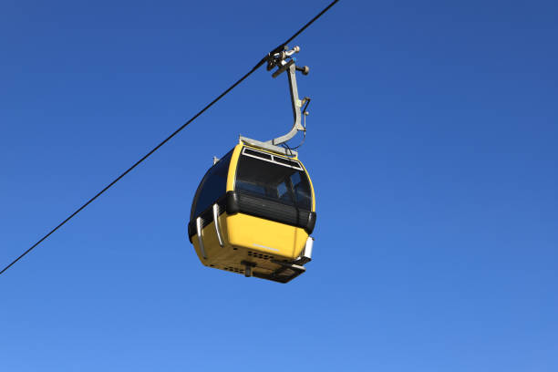 a gondola of the mountain railway stock photo