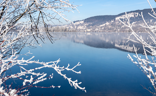 Winter at Lake Schliersee in the Bavarian Alps, Germany
