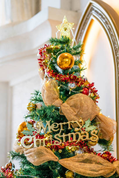 Christmas tree with Merry Christmas ornaments