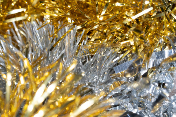 istock gold and silver Christmas tree tinsel decoration 1453092197
