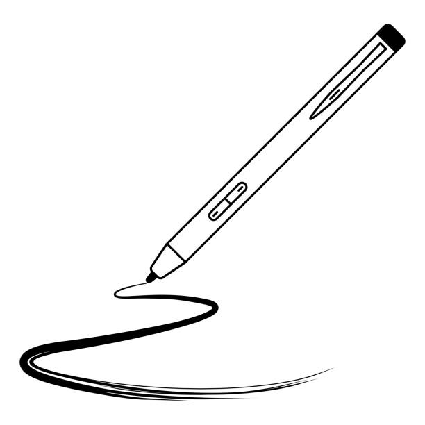 Stylus pen tablet digital, graphic design pencil, vector tool stylus Stylus pen tablet digital, graphic design pencil,vector tool stylus animal pen stock illustrations