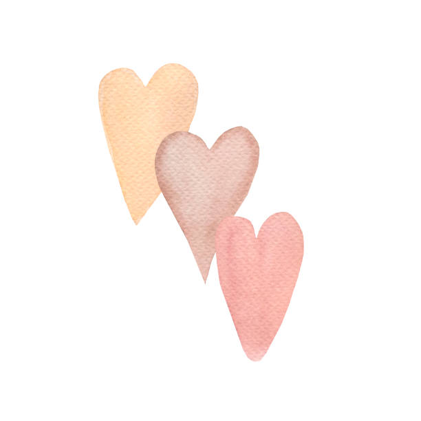 istock Hand painted gentle color watercolor hearts, perfect for Valentines Day or wedding. Suitable for package, paper, textile or fabric, print,poster.Contemporary art illustration 1453096622