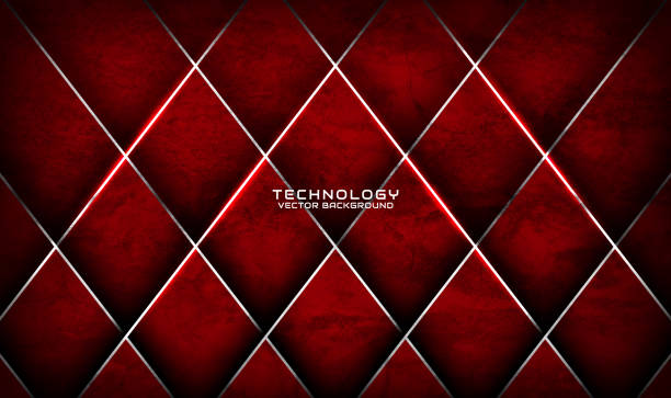 ilustraciones, imágenes clip art, dibujos animados e iconos de stock de 3d rojo grunge techno abstracto abstracto fondo superpuesto capa en el espacio oscuro con decoración rombo plateado. concepto moderno de estilo de recorte de elementos de diseño gráfico para banner, volante, tarjeta o cubierta de folleto - metal rusty red backgrounds