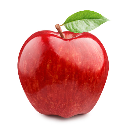 Apple on white background. Red apple with yellow side isolated. Set of red appl with clipping path. Full depth of field.
