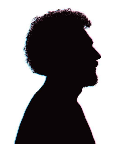 istock Silhouette illustration of Serious Hipster Man and Glitch Technique 1453114079