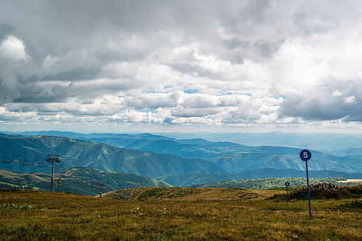 National park Pieniny near Lesnica village in summer green cloudy day