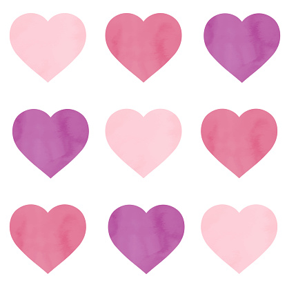 Hand Drawn Pink Hearts Seamless Pattern. Pink Crayon Hearts Isolated. Design Element for Valentine's Day, Mother's Day Greeting Cards and Labels. Abstract Background with Pink Brush Stroke.