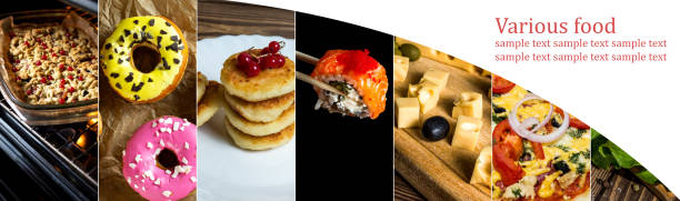 istock Cuisine of different countries. Western and eastern dishes. Various food. Copy space 1453120384