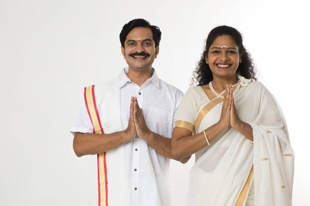 istock Relaxed south indian couple in greeting pose 1453125188