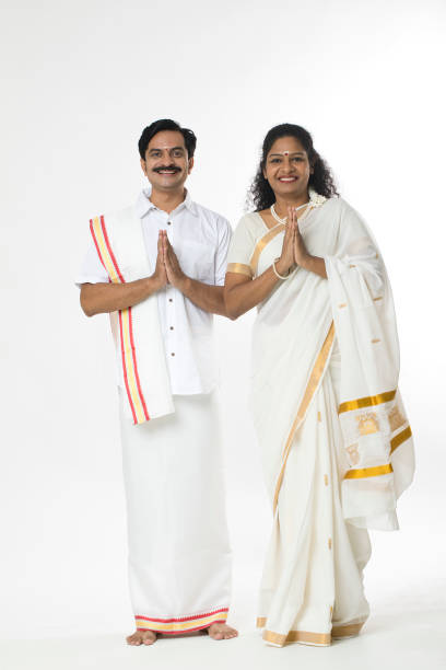 istock Relaxed south indian couple in greeting pose 1453125210