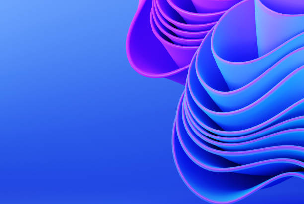istock Abstract modern neon, blue, violet colors background with ruffle, folded cloth 1453128356