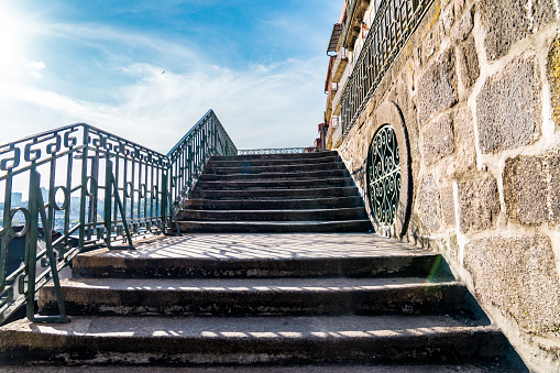 Staircase next to the ancient city walls of Porto