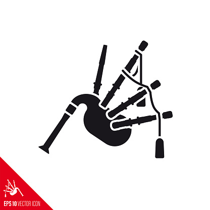 Scottish bagpipe vector icon. Traditional musical instrument symbol.