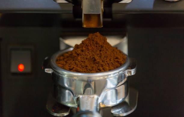 istock Closeup of the ground coffee for the filter machine. 1453140541