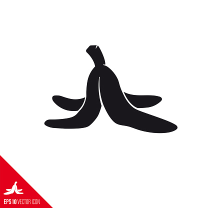 Banana skin vector glyph icon. Slapstick comedy symbol.