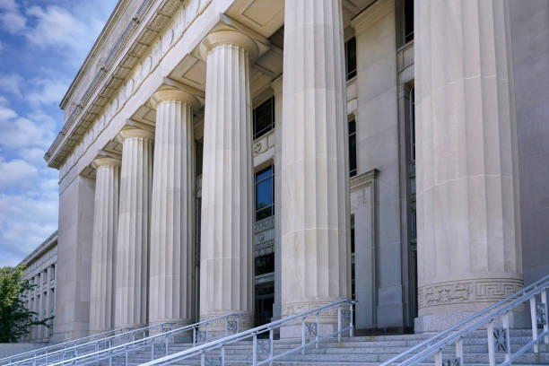 istock Entrance to classical style university building with Doric columns 1453142602