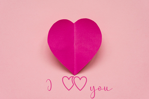 Happy Valentines day, Pink Heart from paper