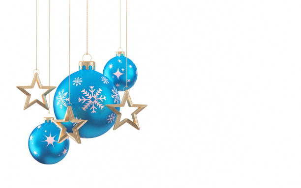 Christmas card with transparent ball on blue background