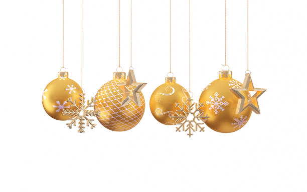 istock Christmas Balls Decorations, Snowflake, Star Shape White Background Clipping Path 1453144981